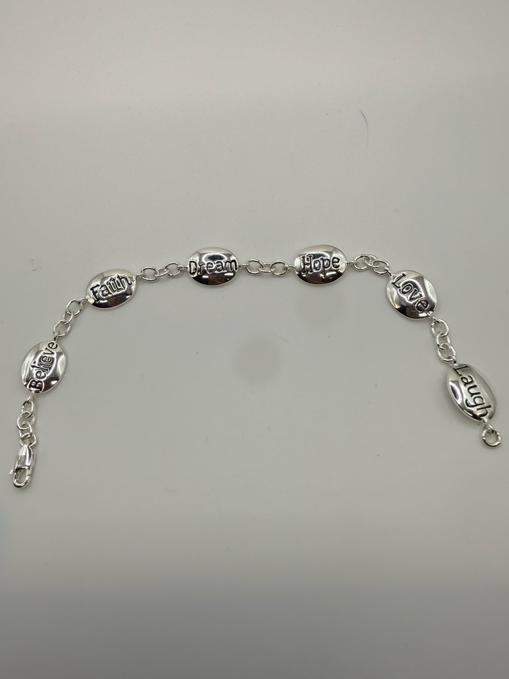 925 FAS Sterling Silver Inspirational Word Bracelet Faith Hope Love Dream